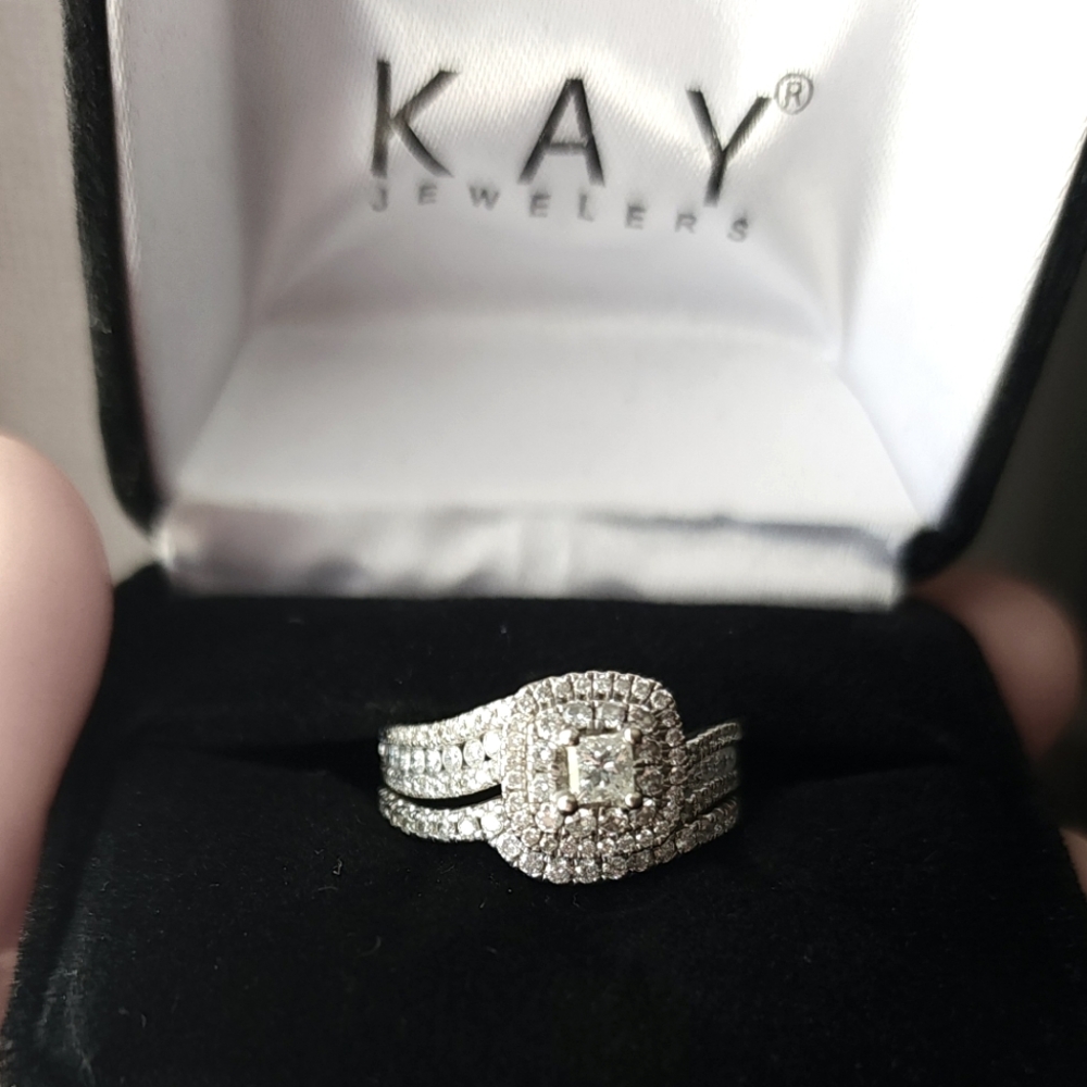 Sold*Bridal Set in 14k white Gold. 7/8 ct and 1/5 ct size 7